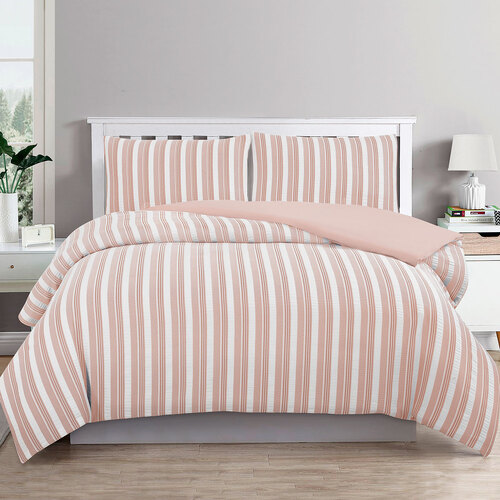 Ardor Cove Rose Dust (Similar to Peach color) Seersucker Waffle Quilt Cover Set Double - Main Image