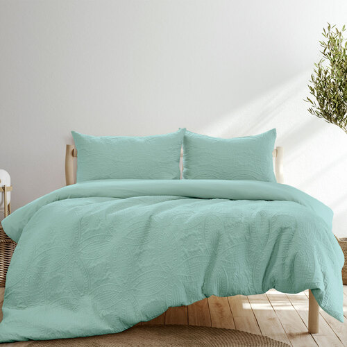 Ardor Eddison Bluestone Light Quilted Embossed Quilt Cover Set King - Main Image