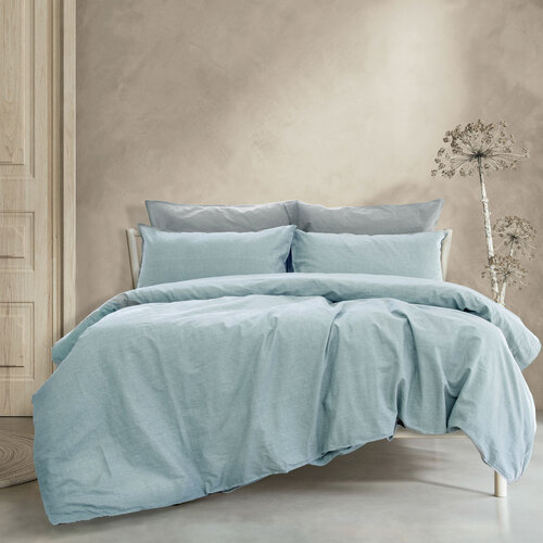 Ardor Embre Chambray Linen Look 100% Cotton Quilt Cover Set Queen - Main Image