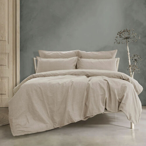Ardor Embre Taupe (Also known as Warm Grey) 100% Washed Cotton Quilt Cover Set Queen - Main Image
