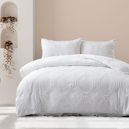 Ardor Lucy White Tufted Detail Quilt Cover Set King - Main Image