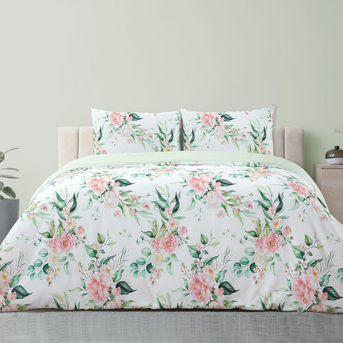 Ardor Rose Whisper Soft Sage Printed Floral Quilt Cover Set Double - Main Image