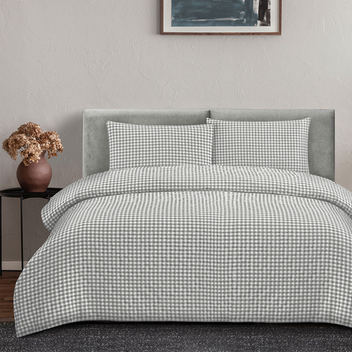 Ardor Rowe Grey Textured Seersucker Quilt Cover Set King - Main Image