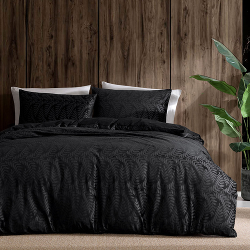 Ardor Rui Black Embossed Velvet Soft Quilt Cover Set King - Main Image
