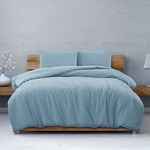 Ardor South Coast Pale Blue Embossed Quilt Cover Set Queen - Main Image