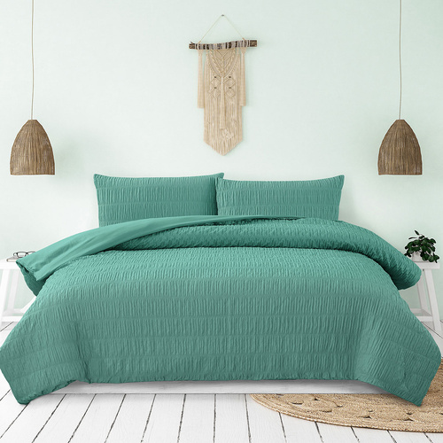 Ardor Tuscan Teal Ruched Quilt Cover Set King - Main Image