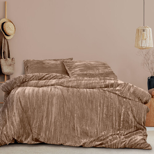 Ardor Vivienne Champagne Crushed Velvet Quilt Cover Set King - Main Image