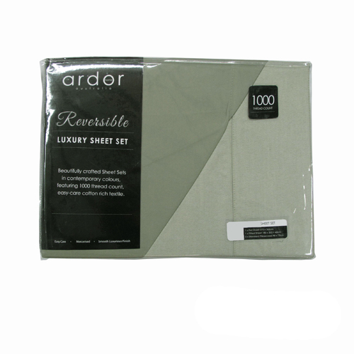 Ardor 1000TC Cotton Rich Reversible Sheet Set Sage KING - Main Image