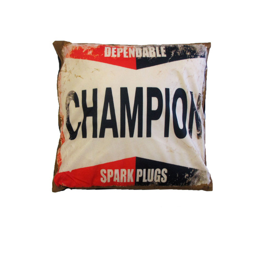 Australian Mancave Retro Cushion Champion Spark Plugs 40 x 40 cm - Main Image