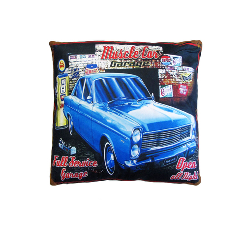 Australian Mancave Retro Cushion Muscle Car Garage 40 x 40 cm - Main Image