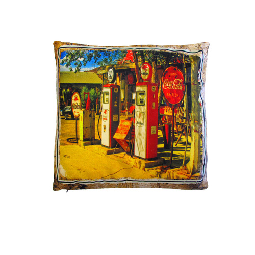 Australian Mancave Retro Cushion Petrol Station 40 x 40 cm - Main Image