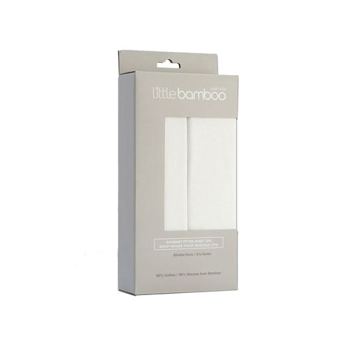 Set of 2 Little Bamboo Jersey Fitted Sheet Bassinet Size Natural - Main Image