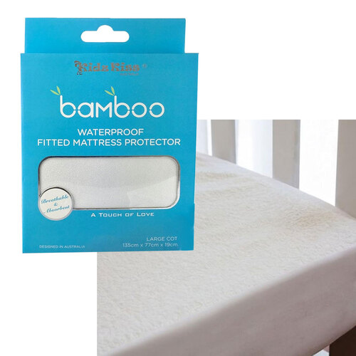 Waterproof Fitted Mattress Protector Large Cot Size 135x77x19cm - Main Image