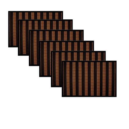 Set of 6 Orient Bamboo Table Placemats 30 x 45cm Black - Main Image