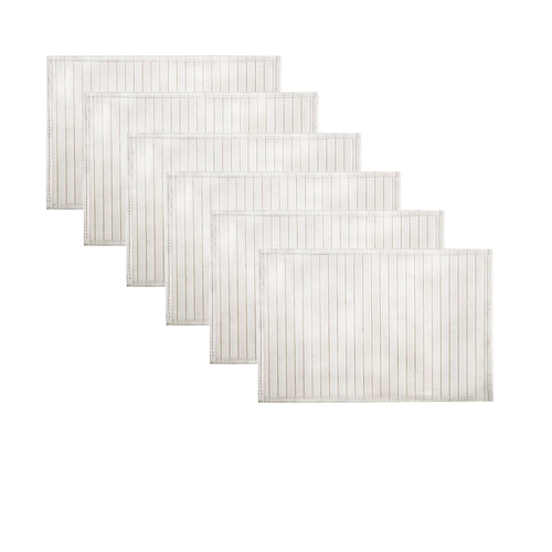 Set of 6 Broad Slat Bamboo Table Placemats 30 x 45cm White - Main Image