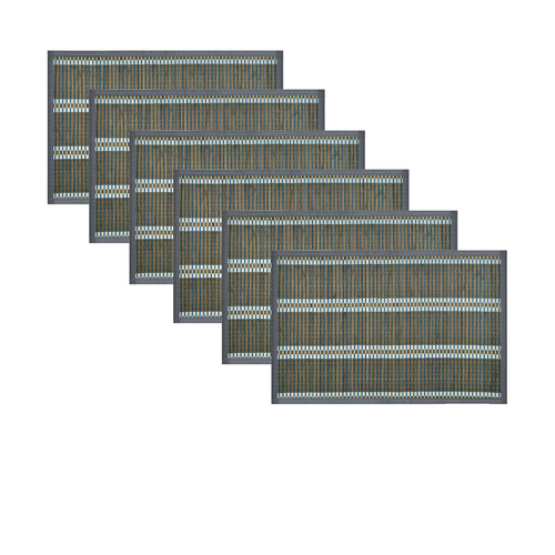 Set of 6 Victoria Bamboo Table Placemats 30 x 45cm Grey/Silver - Main Image