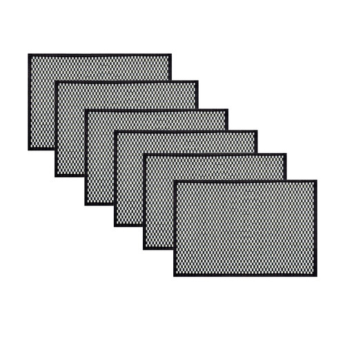 Set of 6 Checkered Black White Bamboo Table Placemats 30 x 45cm - Main Image