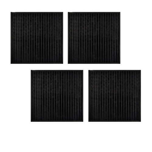 Set of 4 Square Broad Slat Bamboo Table Placemats 35 x 35cm Black - Main Image