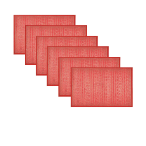 Set of 6 Varnish Bamboo Table Placemats 30 x 45cm Red - Main Image