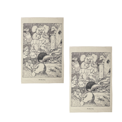 Set of 2 May Gibbs Mrs Bear's Party Cotton Heritage Tea Towels 50 x 70 cm - Main Image