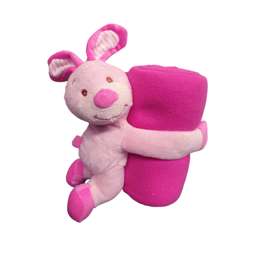 Baby Pink Blanket with Toy Bunny - Main Image