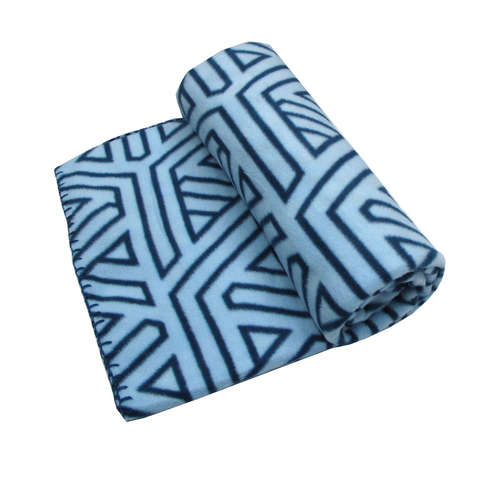 Aerial Printed Fleece Throw Rug 130 x 150 cm Blue Geo - Main Image