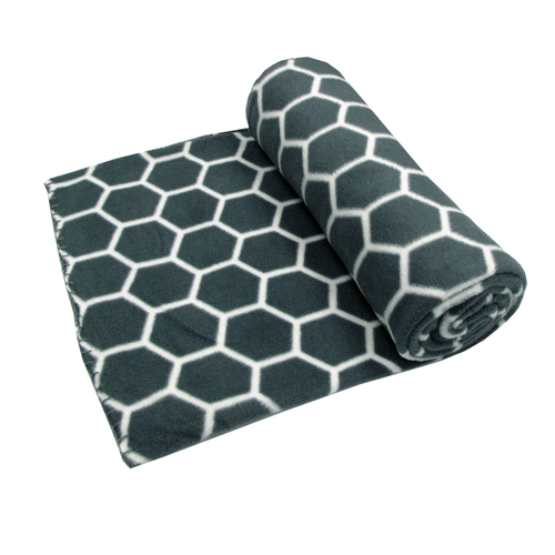 Aerial Printed Fleece Throw Rug 130 x 150 cm Charcoal Honeycomb - Main Image