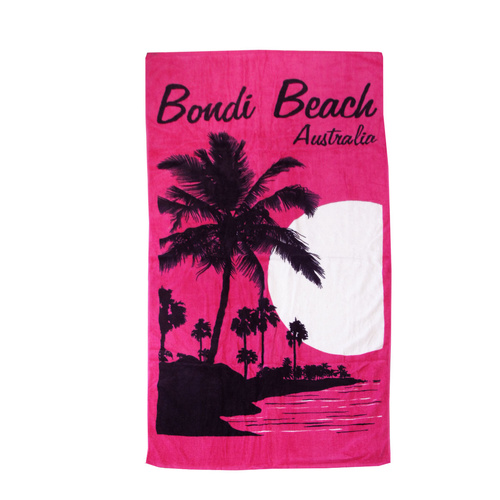 Aqua Blu Bondi Beach Pink 100% Cotton Beach Towel 80 x 150 cm - Main Image