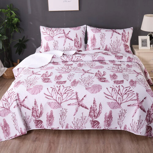 Ramesses Coast Pink 3 Pcs Bamboo Blend Ultrosonic Reversible Comforter Set King - Main Image