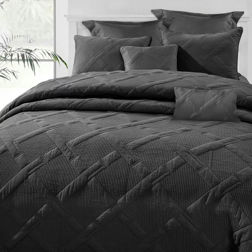 Ramesses Charcoal 7- Piece Air Cloud Bamboo Blend Matelasse Comfort Set Queen - Main Image