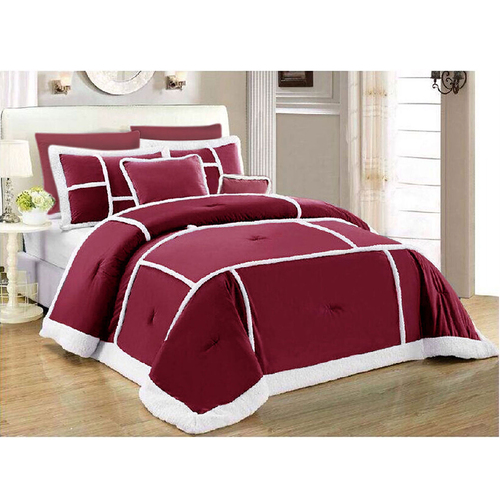 Ramesses 7 Piece Soho Sherpa Comforter Set Burgundy Queen - Main Image