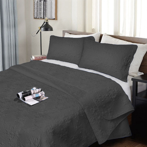 Ramesses 3 Piece Ultrasonic Comforter Set Queen Charcoal - Main Image