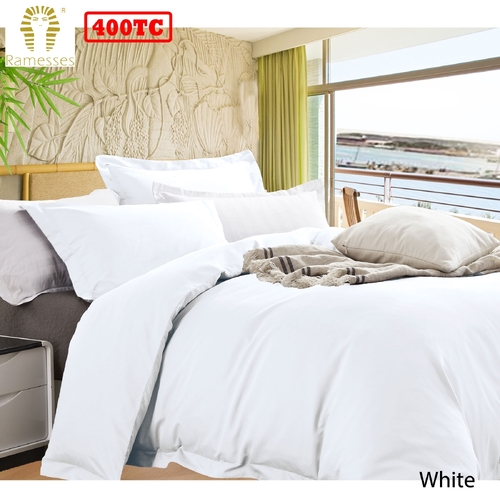 Ramesses Bamboo Cotton Quilt Cover Set White King - Main Image