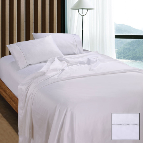 Ramesses 1100TC Egyptian Cotton Sateen Sheet Set White Queen - Main Image