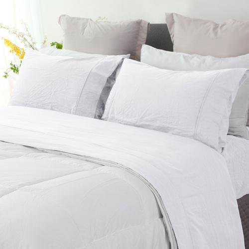 Ramesses White Pebble Wash Linen Look Alternative Sheet Set Single - Main Image