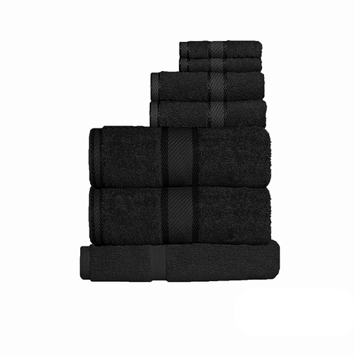 Kingtex 550gsm Cotton 7 Pce Towel Set Black - Main Image