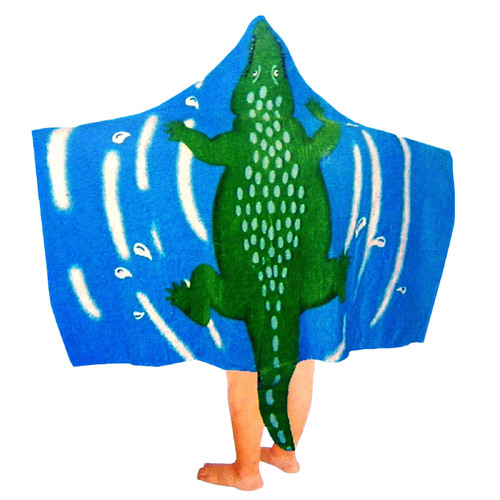 Kids Cotton Velour Beach Cape Crocodile - Main Image