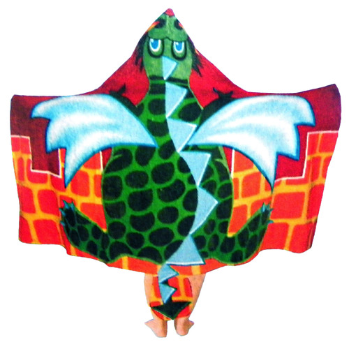 Kids Cotton Velour Beach Cape Dragon - Main Image