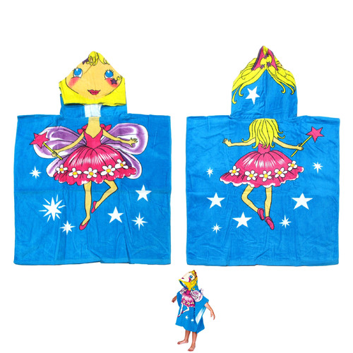Cute Kids Cotton Hooded Towel Poncho 60 x 120 cm Ballerina Fairy - Main Image