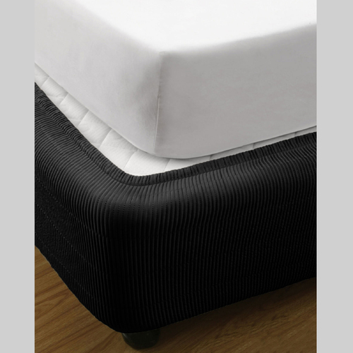 Ramesses Vertical Quilted Valance Black KING SINGLE - Main Image