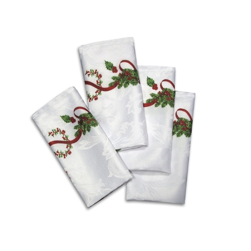 Set of 4 Ornate Christmas Xmas Festival Jacquard Napkins - Main Image
