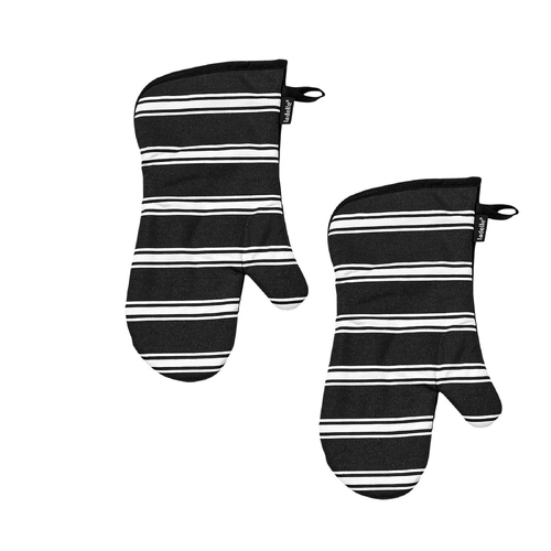 Ladelle Set of 2 Butcher Stripe Black Oven Mitt - Main Image