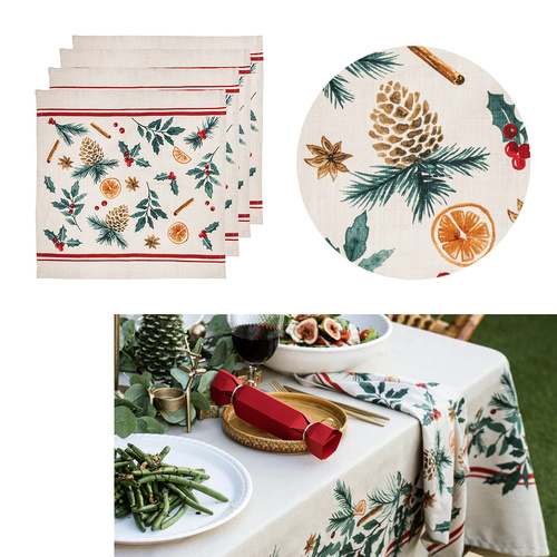 Ladelle Set of 4 Evergreen 100% Cotton Napkins 45 x 45 cm - Main Image