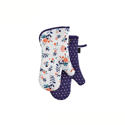 Ladelle Set of 2 - Aimer La Vie Kitchen / BBQ Cotton Oven Mitts - Main Image