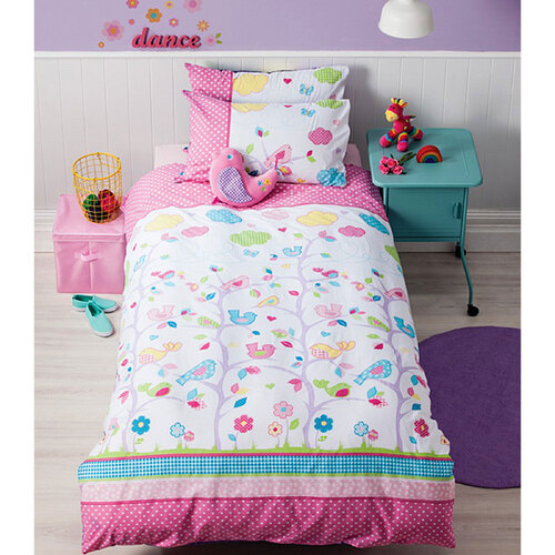 Cubby House Reversible Birdie Tree Quilt Cover Set Single - Main Image