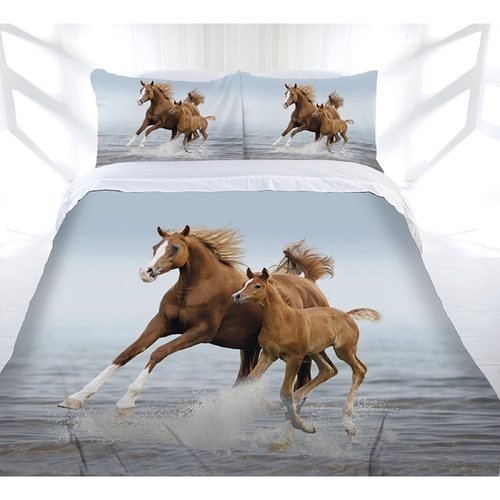Just Home Frolicking Horse Quilt Cover Set Queen - Main Image