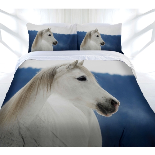 Just Home Snowy Horse Quilt Cover Set Queen - Main Image