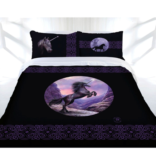 Anne Stokes Black Unicorn Quilt Cover Set Double - Main Image