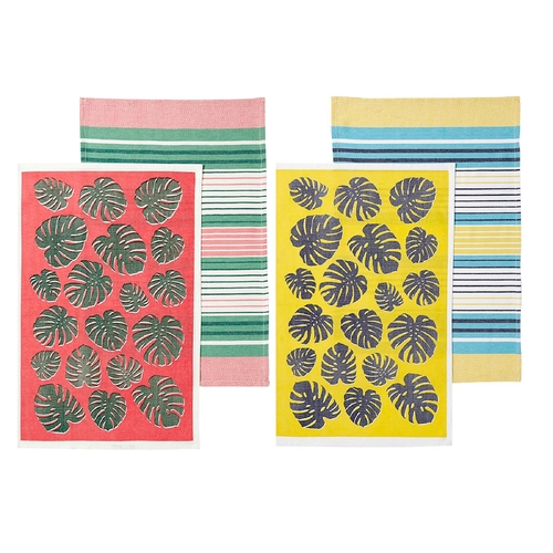 Ladelle Set of 4 Bahamas Kitchen / Cleaning 100% Cotton Tea Towels Mix - Main Image