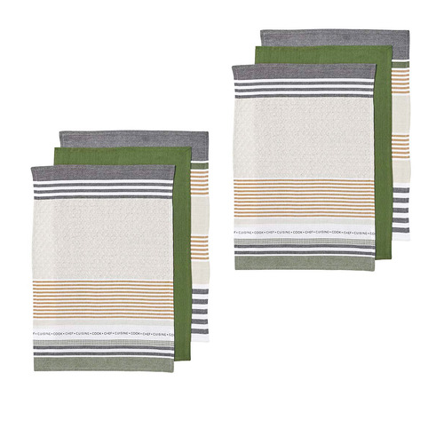 Ladelle Intrinsic Set of 6 Cotton Kitchen Towels Green - Main Image